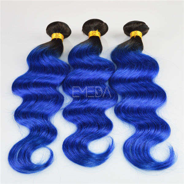 2“ natural color 14” blue two tone human hair weft LJ176
